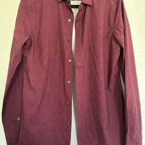 DKNY Men's Burgundy Button-Down Shirt